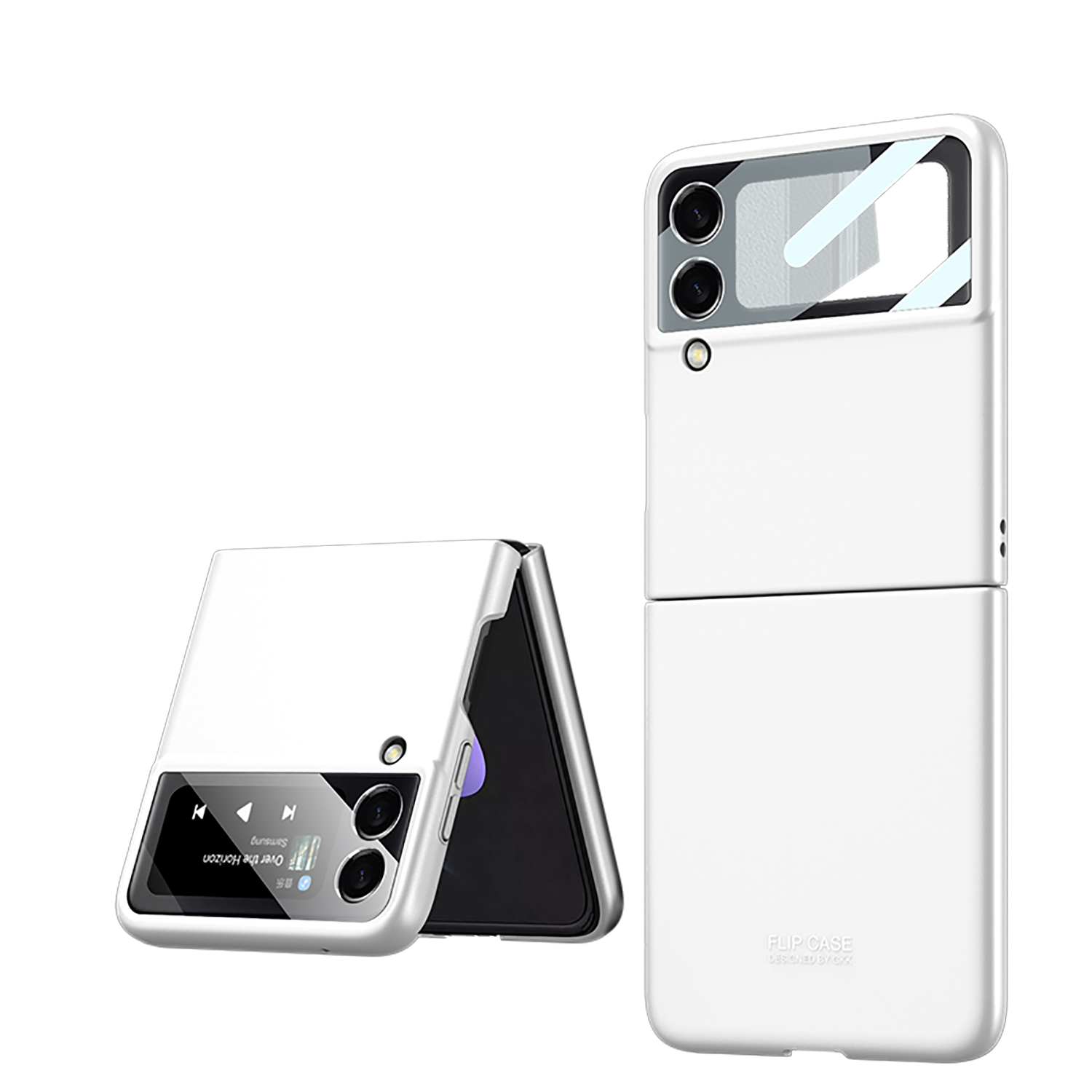 Levně GKK Plastový kryt se sklem pro vnější displej Samsung Galaxy Z Flip4 5G bílý