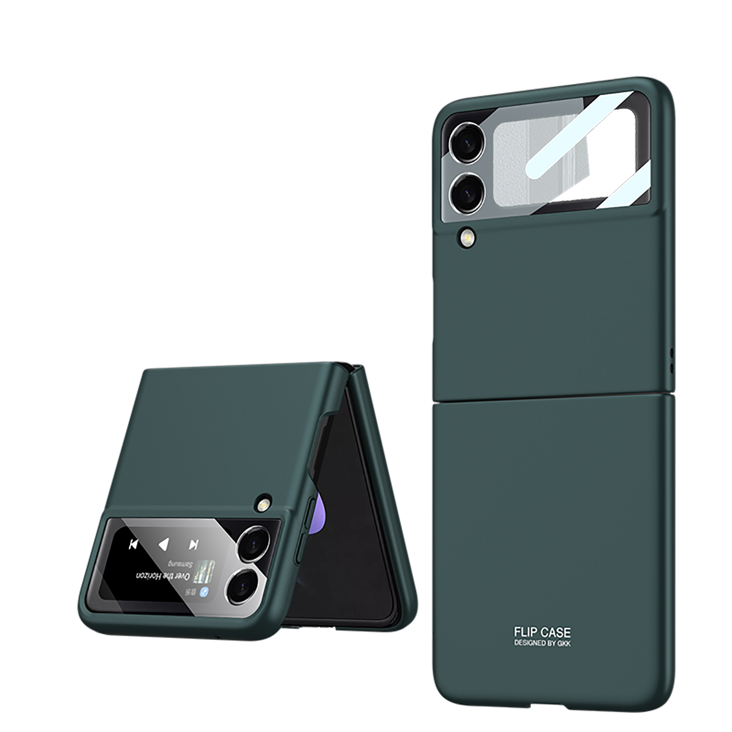 Levně GKK Plastový kryt se sklem pro vnější displej Samsung Galaxy Z Flip4 5G zelený