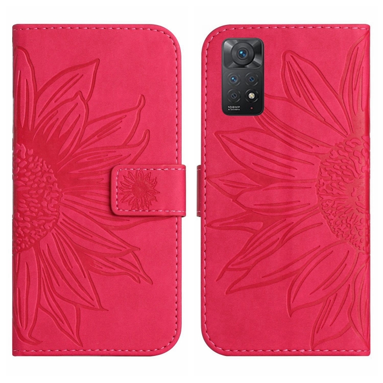 Levně ART SUNFLOWER Peněženkový obal se šňůrkou pro Xiaomi Redmi Note 11 / Note 11S tmavě růžový