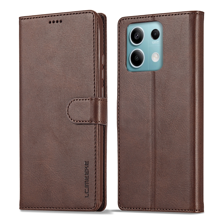 Levně IMEEKE Peněženkový obal pro Xiaomi Redmi Note 13 5G tmavě hnědý