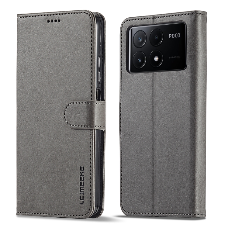 Levně IMEEKE Peněženkový obal pro Xiaomi Poco X6 Pro 5G šedý