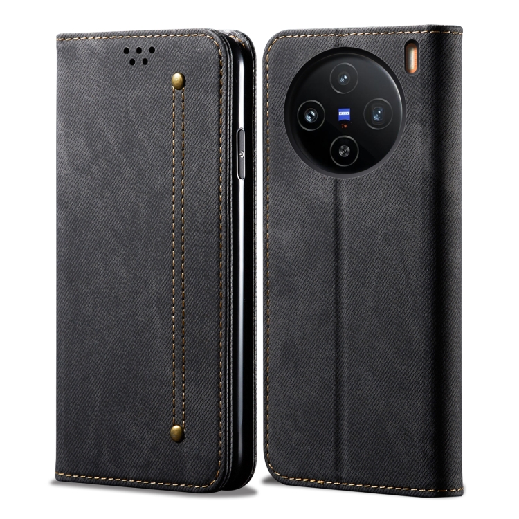 DENIM Peněženkový kryt pro Vivo X100 Pro 5G černý