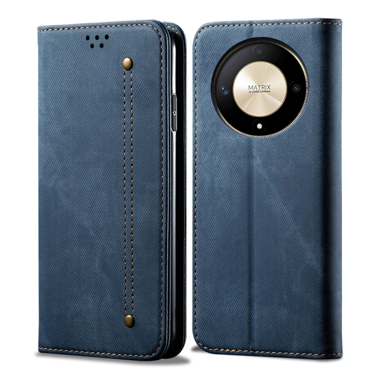 Levně DENIM Peněženkový kryt pro Honor Magic6 Lite 5G modrý