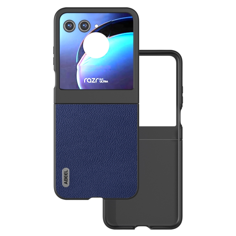 Levně ABEEL LEATHER Obal pro Motorola Razr 50 tmavomodrý