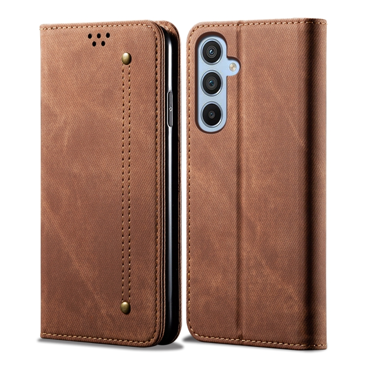DENIM Peněženkový kryt pro Samsung Galaxy A25 5G hnědý