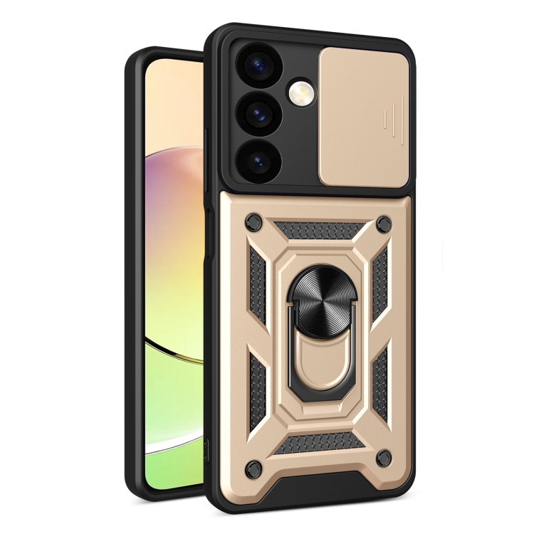 RING CAMERA Kryt s držákem pro Samsung Galaxy S24 Plus 5G zlatý