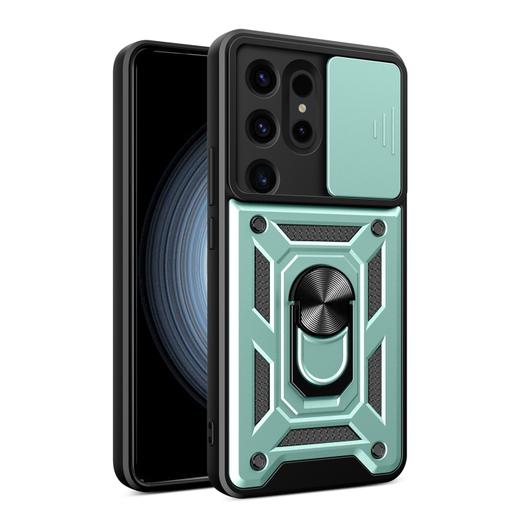 RING CAMERA Kryt s držákem pro Samsung Galaxy S24 Ultra 5G zelený