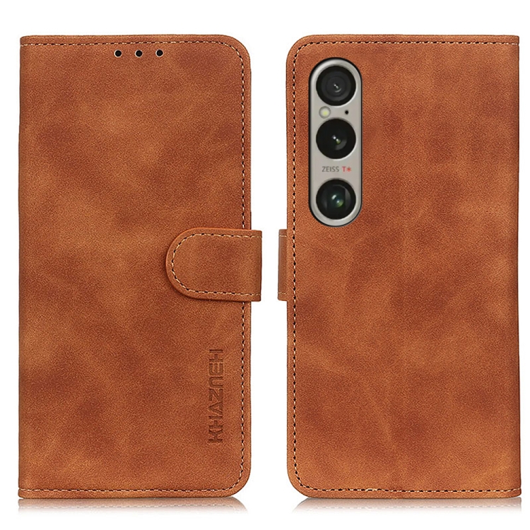 KHAZNEH RETRO Zaklápěcí pouzdro pro Sony Xperia 1 VI hnědé