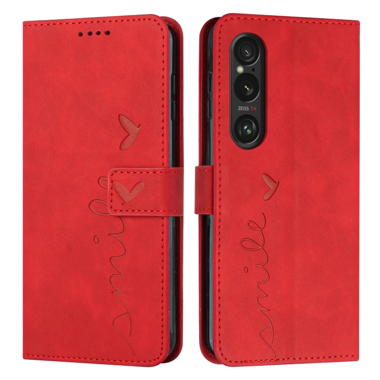 ART SMILE Peněženkový obal s řemínkem pro Sony Xperia 1 VI červený