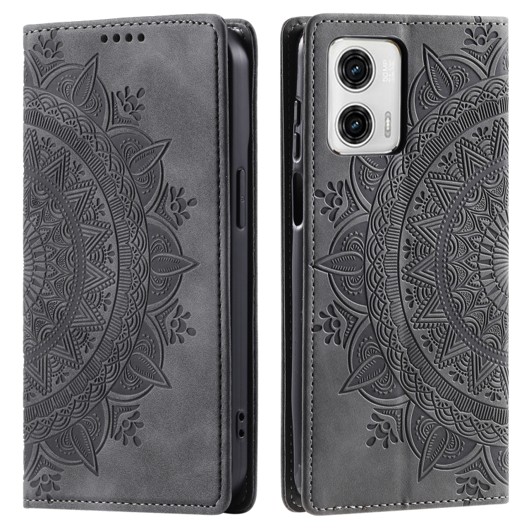 Levně ART MANDALA Peněženkový kryt pro Motorola Edge 50 Fusion šedý