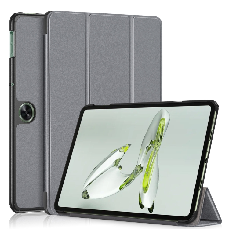 Levně LEATHER Zaklápěcí kryt pro OnePlus Pad Go šedý