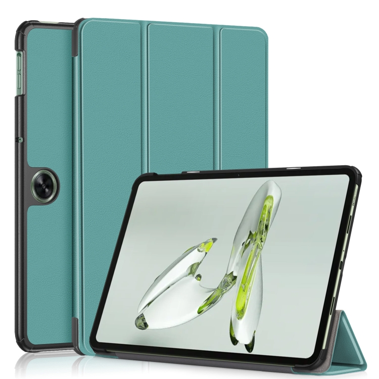 Levně LEATHER Zaklápěcí kryt pro OnePlus Pad Go zelený