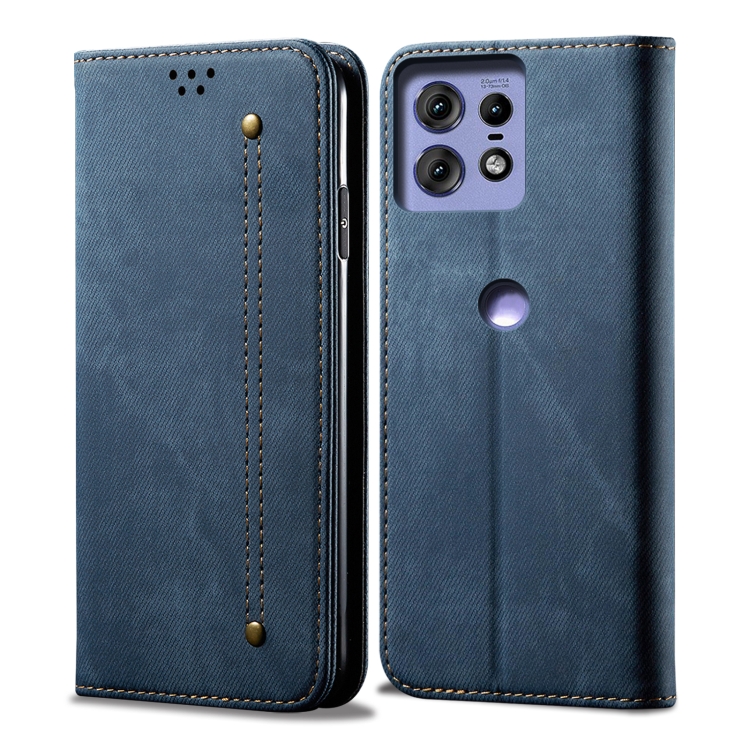 Levně DENIM Peněženkový kryt pro Motorola Edge 50 Pro modrý