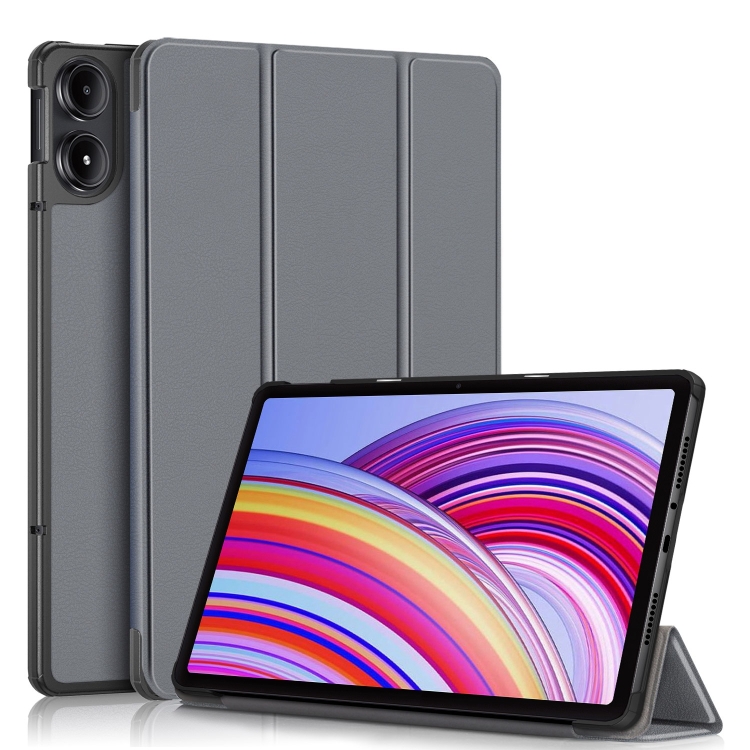 Levně LEATHER Zaklápěcí kryt pro Xiaomi Redmi Pad Pro / Pad Pro 5G šedý
