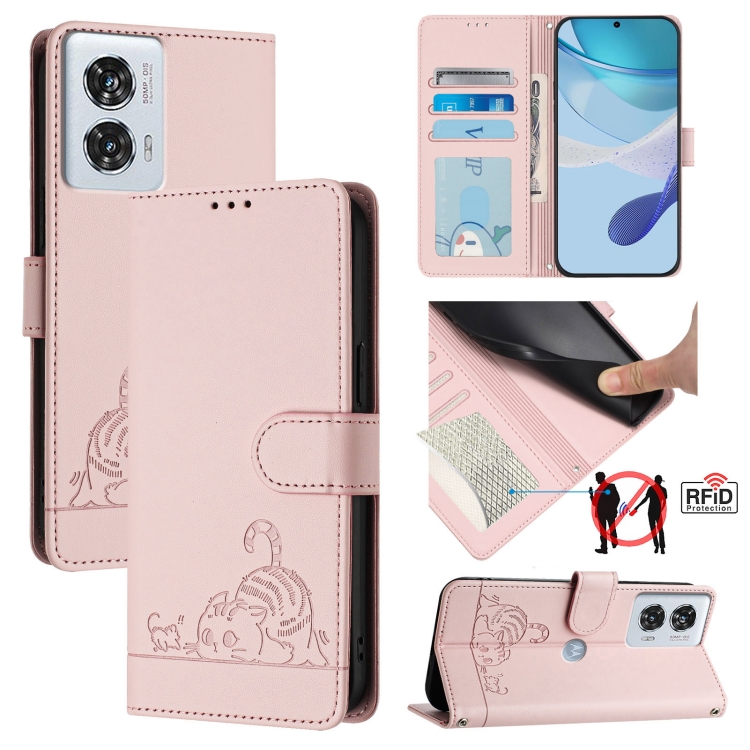 Levně ART CAT Peněženkový obal s řemínkem pro Motorola Edge 50 Fusion světle růžový