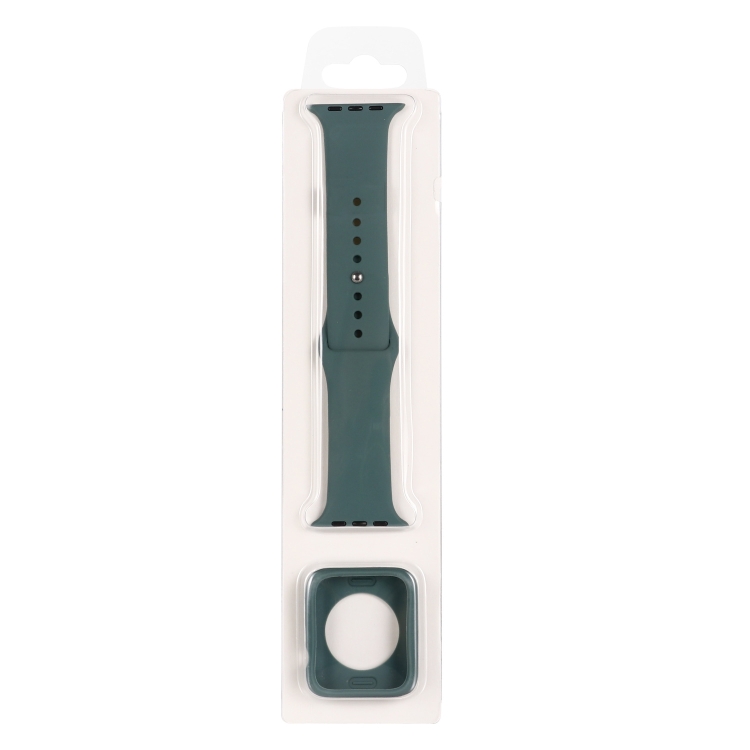 Levně PROTEMIO COVER SET Řemínek + obal na hodinky Apple Watch 6 / 5 / 4 / SE 44mm tmavě zelený