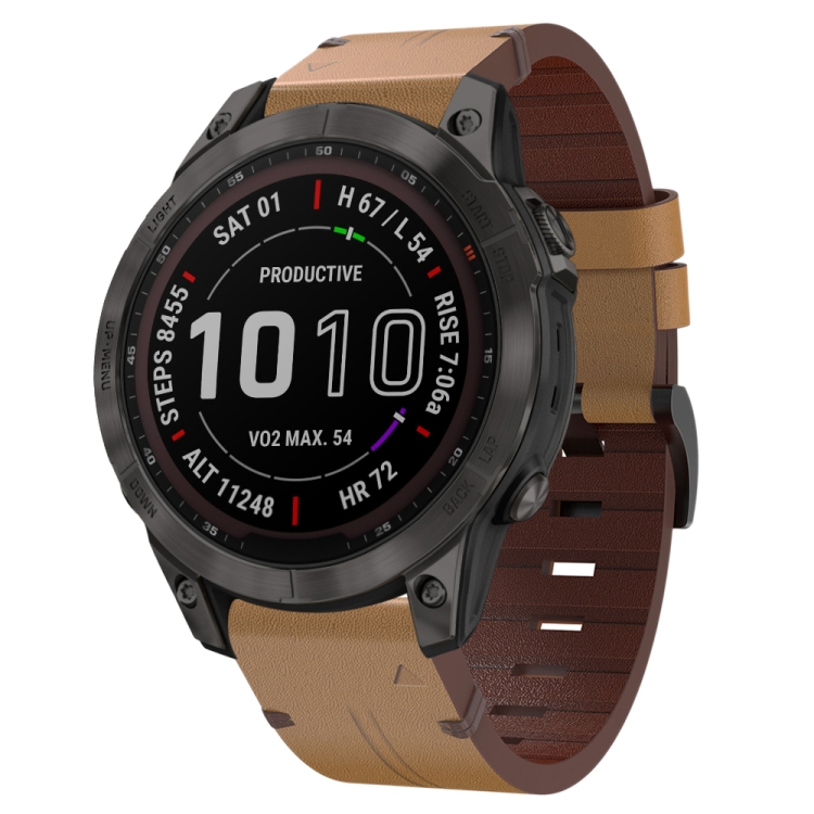 Levně LEATHER Kožený řemínek Garmin Fenix 7 / 7 Solar / 7 Sapphire světle hnědý
