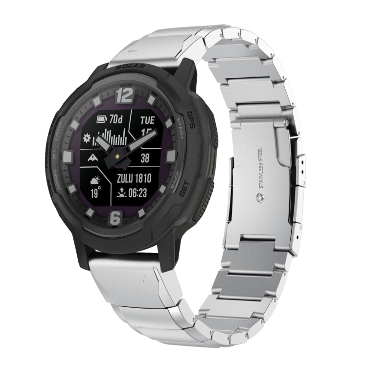 Levně CLASSIC QUICK RELEASE Kovový řemínek pro Garmin Instinct Crossover Solar stříbrný