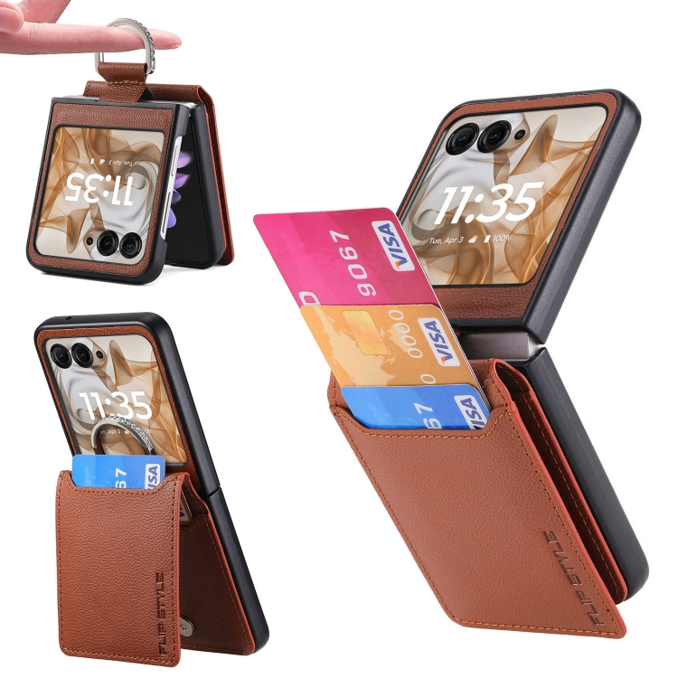 CARD Kryt s přihrádkami pro karty Motorola Razr 50 Ultra tmavě hnědý
