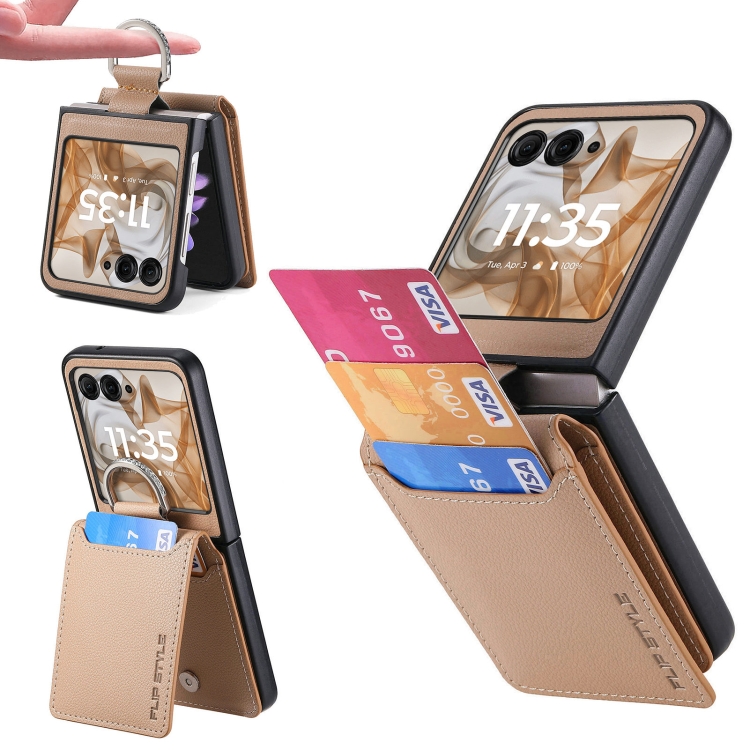 CARD Kryt s přihrádkami pro karty Motorola Razr 50 Ultra světle hnědý
