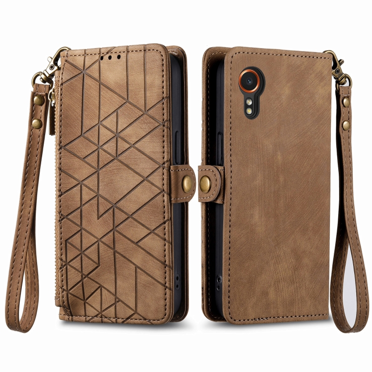 GEOM Peněženkové pouzdro pro Samsung Galaxy Xcover 7 hnědé