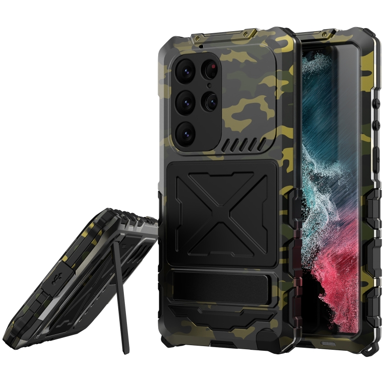 Levně R-JUST Extra odolný kryt Samsung Galaxy S23 Ultra 5G CAMOUFLAGE