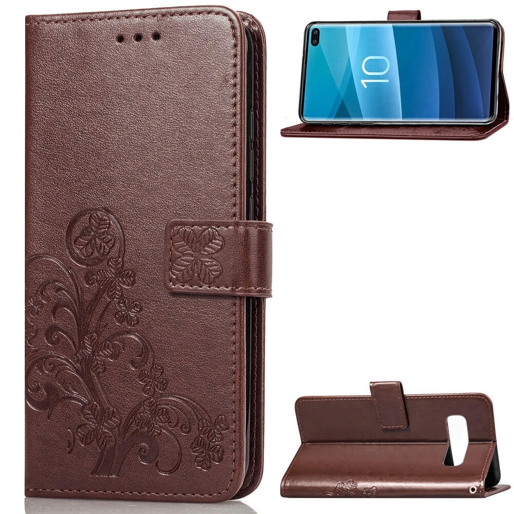 FORCELL ART Peňaženkový obal Samsung Galaxy S10 Plus FLOWER hnědý