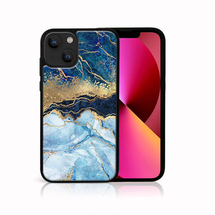 Levně MY ART Silikonový kryt Apple iPhone 13 BLUE MARBLE (141)