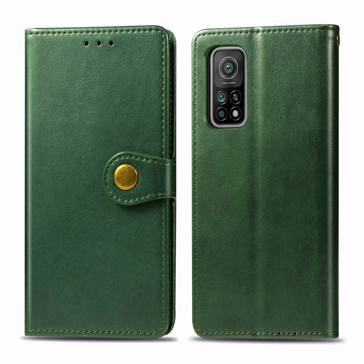 Levně LEATHER BUCKLE Peňaženkový obal Xiaomi Mi 10T / Mi 10T Pro zelený