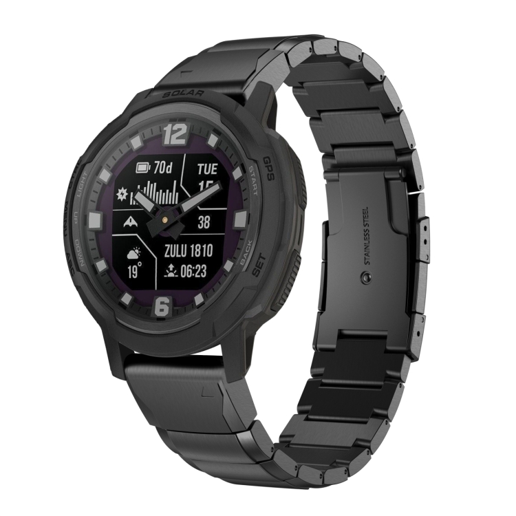 Levně CLASSIC QUICK RELEASE Kovový řemínek pro Garmin Instinct Crossover Solar černý