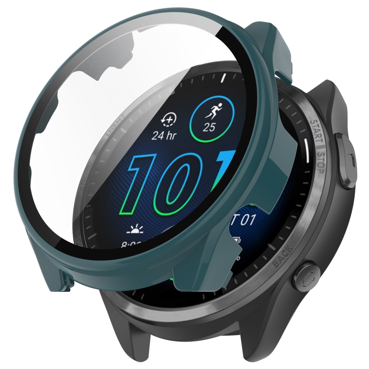 Levně PC FULL COVER Plastový kryt so sklom Garmin Forerunner 965 zelený
