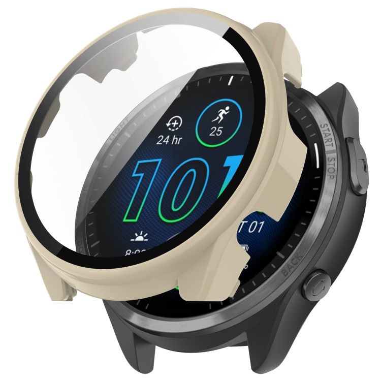 Levně PC FULL COVER Plastový kryt so sklom Garmin Forerunner 965 béžový
