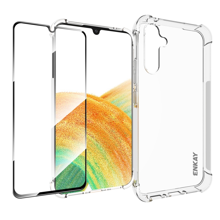 ENKAY SET Průhledný obal + 3D ochranné sklo Samsung Galaxy A34 5G