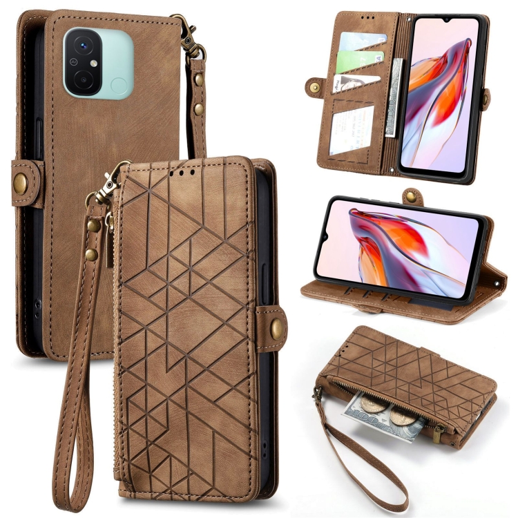 GEOM Peněženkové pouzdro pro Xiaomi Redmi 12C hnědé