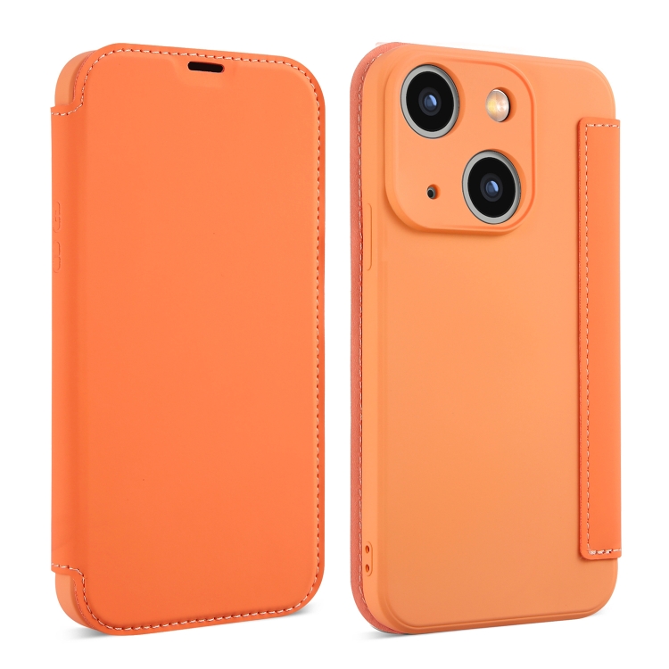 SOFTY Zaklápěcí obal pro Apple iPhone 15 oranžový