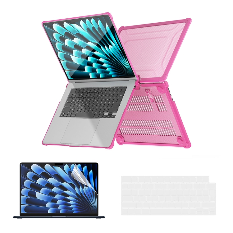 Levně ENKAY RUGGED Ochranný set pro Apple MacBook Air 15" M2 / M3 (A2941 / A3114) růžový
