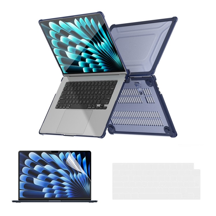 Levně ENKAY RUGGED Ochranný set pro Apple MacBook Air 15" M2 / M3 (A2941 / A3114) tmavě modrý