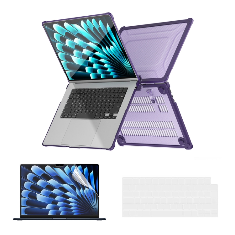 Levně ENKAY RUGGED Ochranný set pro Apple MacBook Air 15" M2 / M3 (A2941 / A3114) fialový