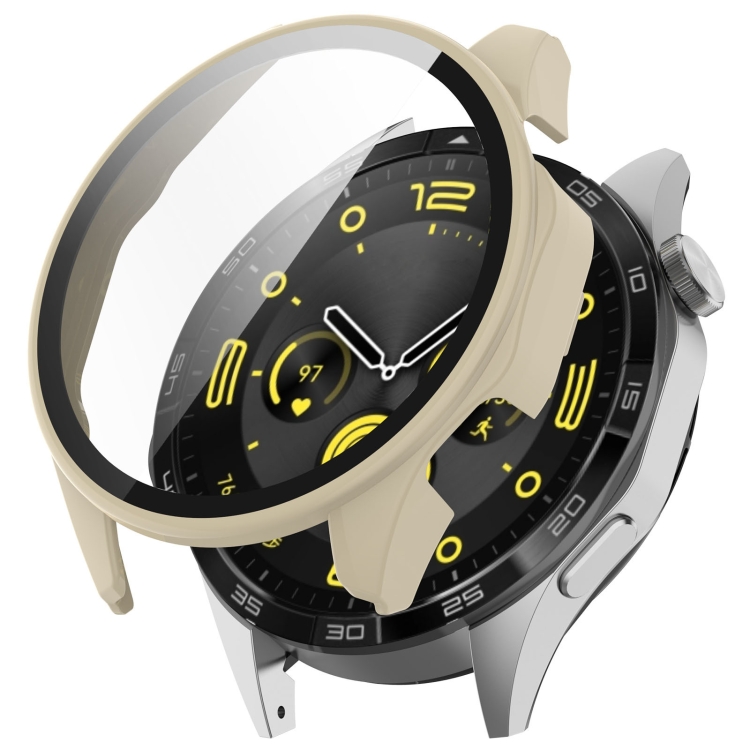 PC FULL COVER Plastový kryt se sklem pro Huawei Watch GT 4 46mm béžový