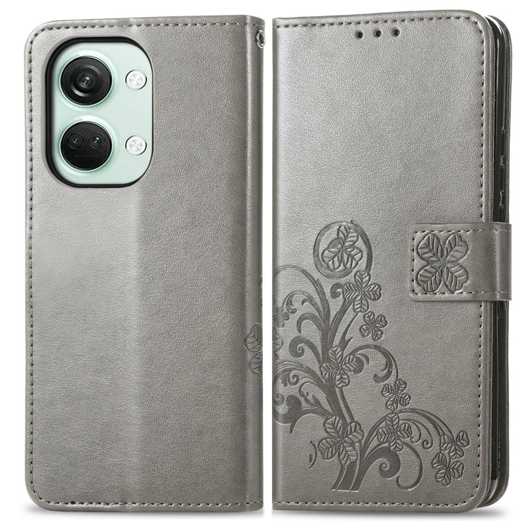 ART FLOWER S Peněženkový obal pro One Plus Nord 3 5G šedý