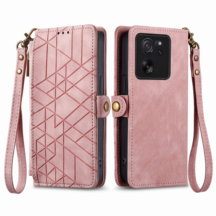 Levně GEOM Peněženkové pouzdro pro Xiaomi 13T / 13T Pro růžové