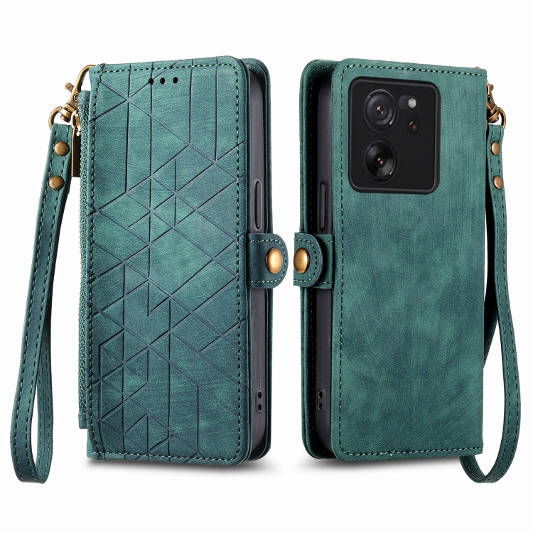 Levně GEOM Peněženkové pouzdro pro Xiaomi 13T / 13T Pro zelené