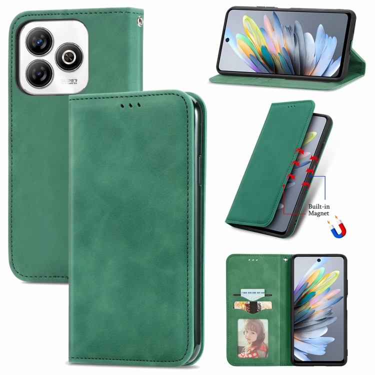 Levně MAGNETIC Zaklápěcí kryt pro ZTE Blade A75 zelený