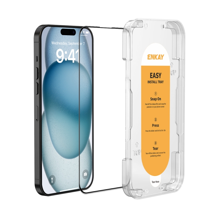 Levně ENKAY 3D Tvrzené ochranné sklo pro Apple iPhone 15 Plus / iPhone 16 Plus