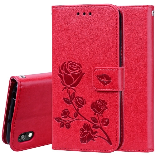 FORCELL ART Peňaženkový obal Huawei Y5 2019 FLOWERS červený