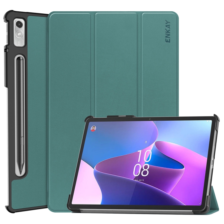 ENKAY LEATHER Zaklápěcí obal pro Lenovo Tab P11 Pro Gen2 zelený